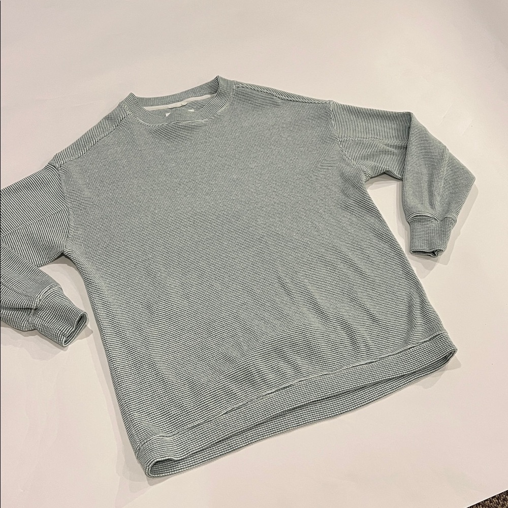 Aerie Light Green Striped Knit Top sweatshirt size XS - Picture 3 of 5